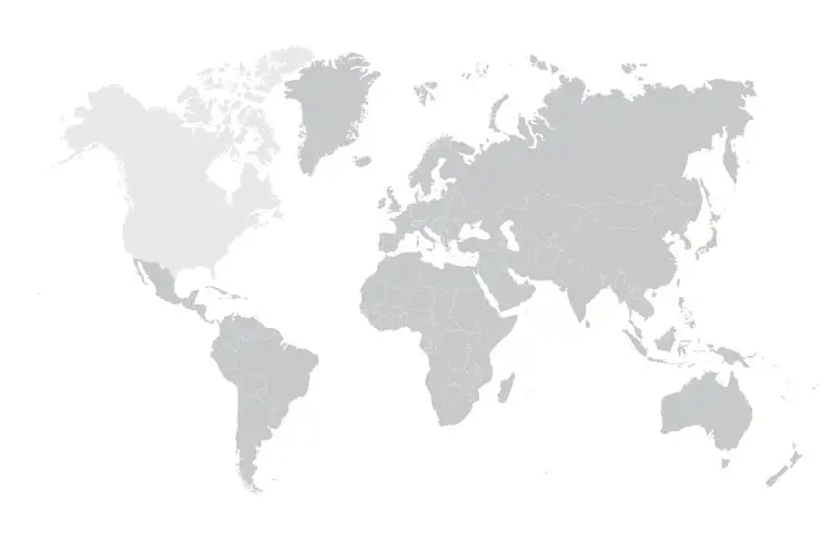 World map with sales territory regions