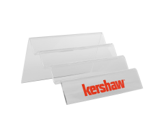 DISPLAYKER25A Triple-Knife Horizontal Knife Stand angled left with Kershaw sticker