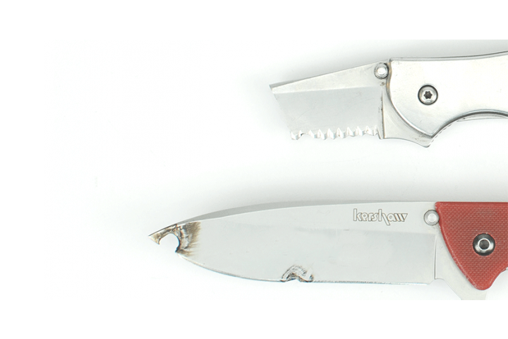 Broken knife blades